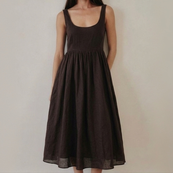 Sportmax Dresses & Skirts - Max Mara SportMax Cotton Empire Midi Dress Size 10 Brown Quiet Luxury Regency